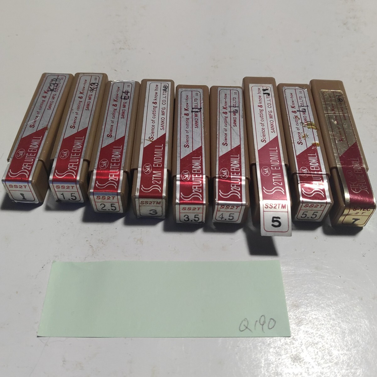 Q190 S&K ハイス 2枚刃 エンドミル 1~7 9本セット 消耗品拍卖