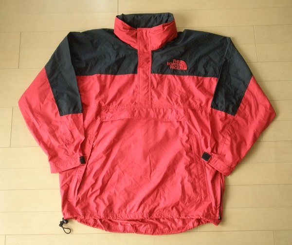 M【90's/ノースフェイス・ジャケット】アノラック パーカ 90年代 パッカブル 黒タグ ヴィンテージ 赤×黒 2トーン NORTH FACE 古着 拍卖