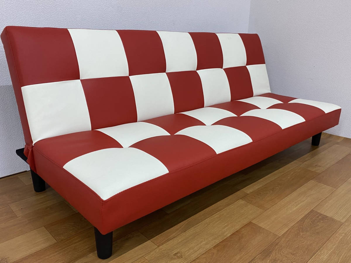 おしゃれソファーベッド 合皮 S011 RD拍卖