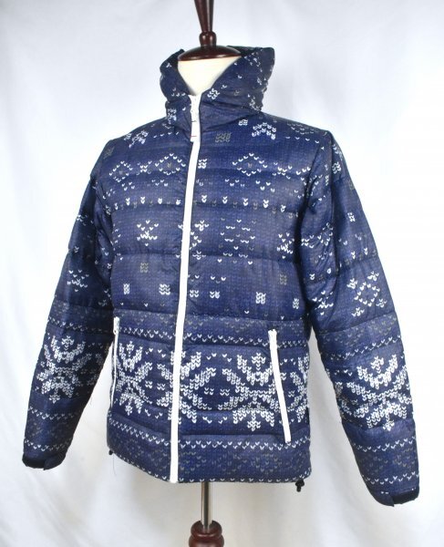 HELLY HANSEN 雪柄ニット 転写 ダウンジャケット sizeM 紺 ネイビー ヘリーハンセン アウター ブルゾン ブランド古着拍卖