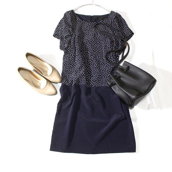 美品 UNTITLED アンタイトル 大人可愛い バタフライスリーブ ワンピース 2号 M 春 夏 24A08拍卖