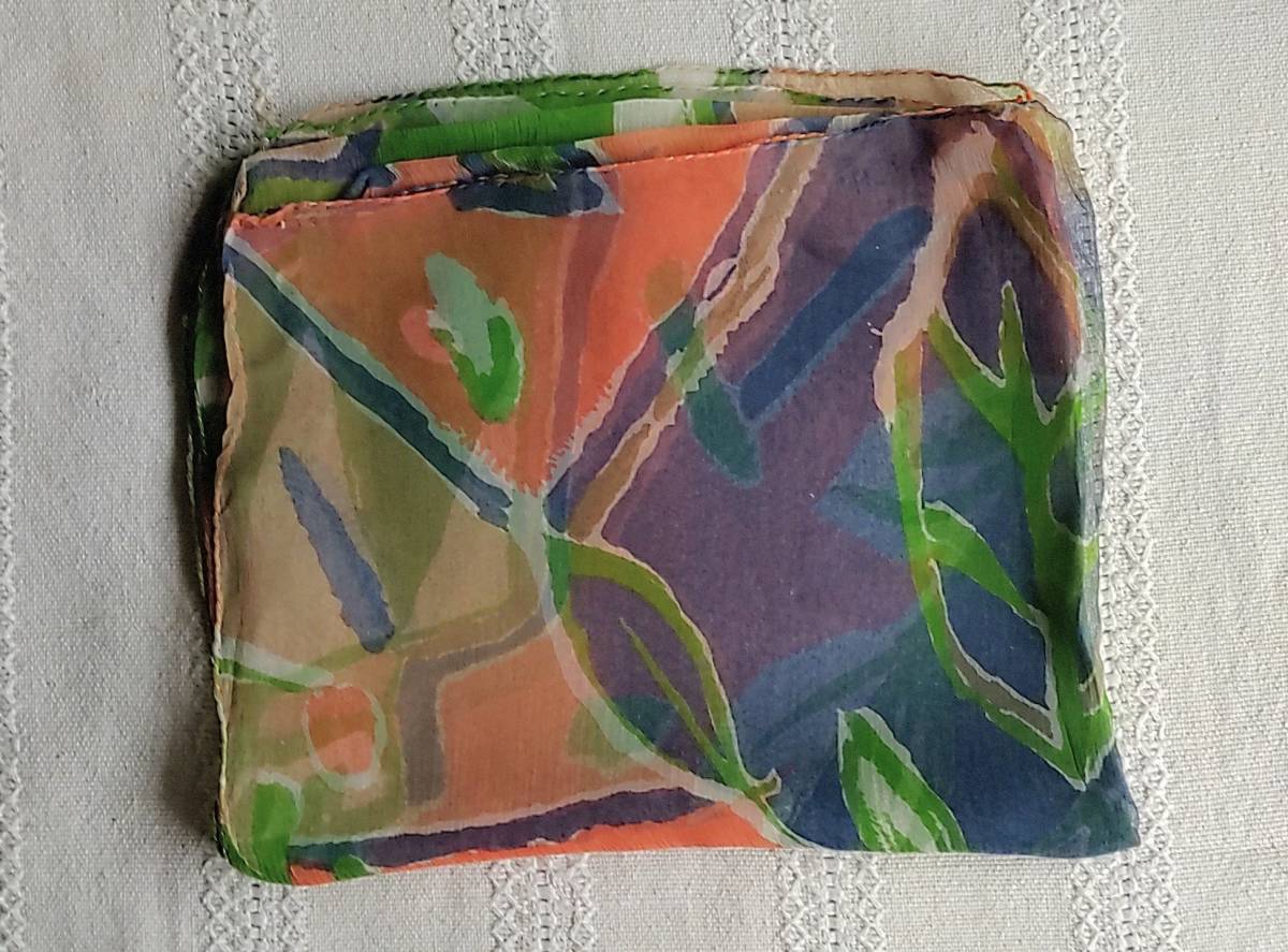 アジアン雑貨 インド製 きかがく柄ストールオレンジ系拍卖