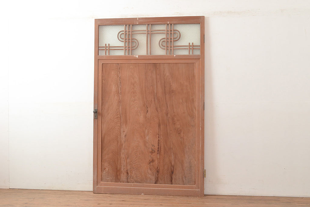 R-048363 アンティーク建具 昭和中期 高級品!秋田杉一枚板と曲げ木のデザインが魅力の扉(ドア、建具)(R-048363)拍卖
