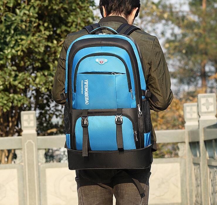 新品 4色 バッグ 防災リュック パック ザック 登山 リュック 大容量65L リュックサック 登山バック バックパック 旅行 アウトドア ブルー拍卖