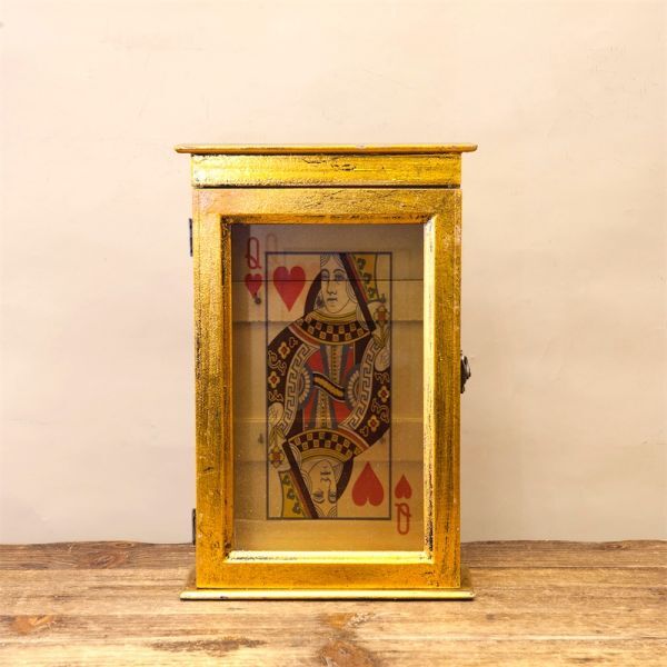 ボックス トランプ 小物入れ ゴールド クイーン キーボックス フック 壁掛 収納 箱 小物 飾り インテリア拍卖