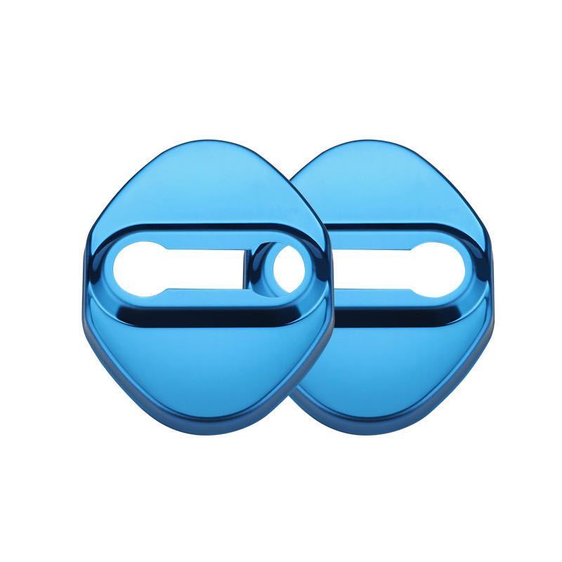 トヨタ 本田 マツダ 鈴木 ドアストライカーカバー ステンレス製 ドアロックカバー 4個セット ブルー拍卖