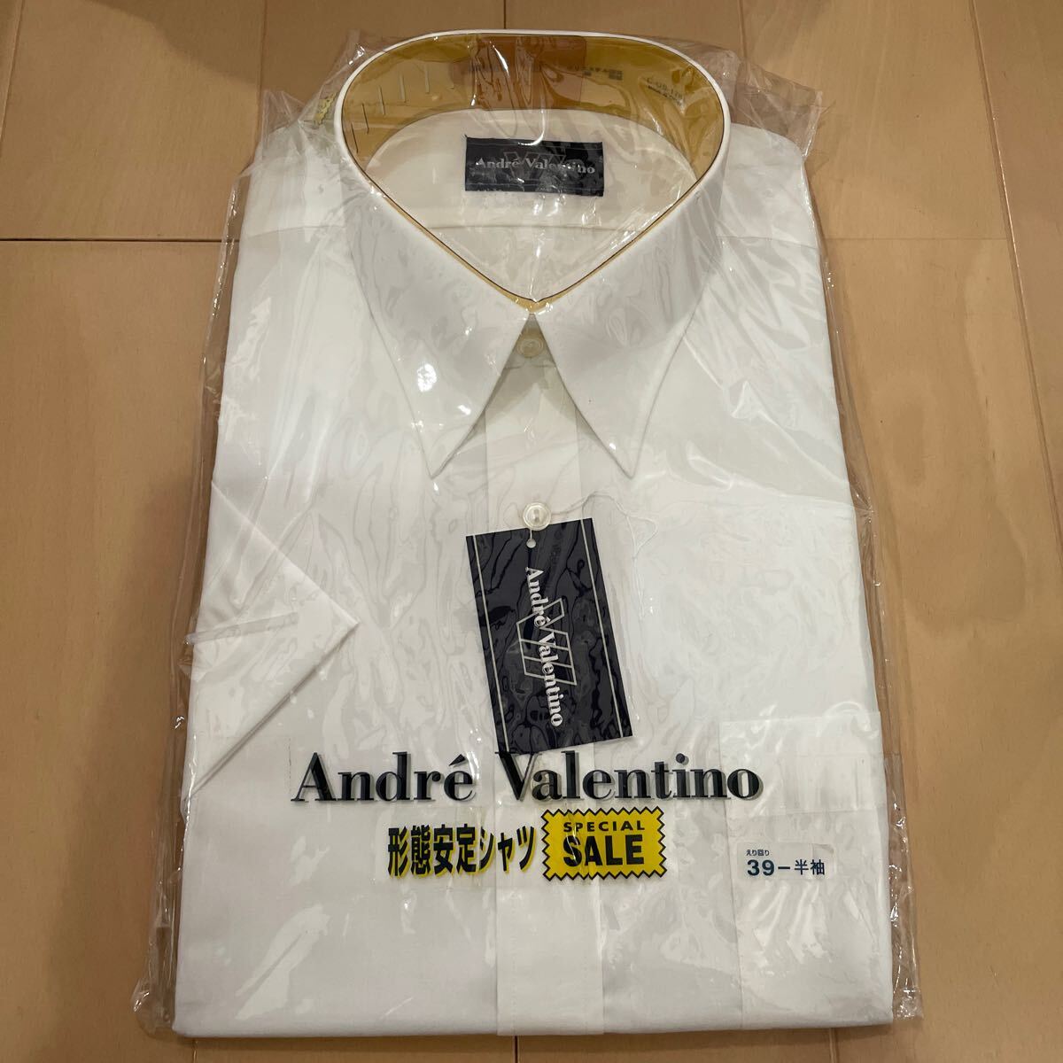 送料込み 新品 Andre Valentino 半袖ワイシャツ ドレスシャツ 形態安定加工 39 オフホワイト 送料無料拍卖