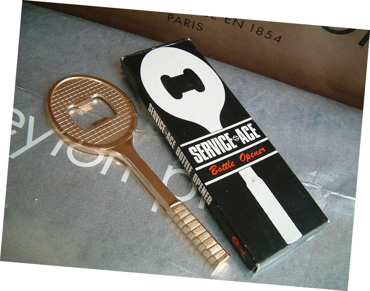 テニス ◆ 昭和 レトロ サービスエース ラケット 型 栓抜き 1970年代 箱入り デッドストック エモい拍卖