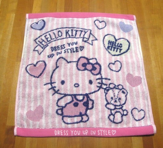 *新品*ハローキティ*ウォッシュタオル*ピンクストライプキティ*サンリオ*拍卖