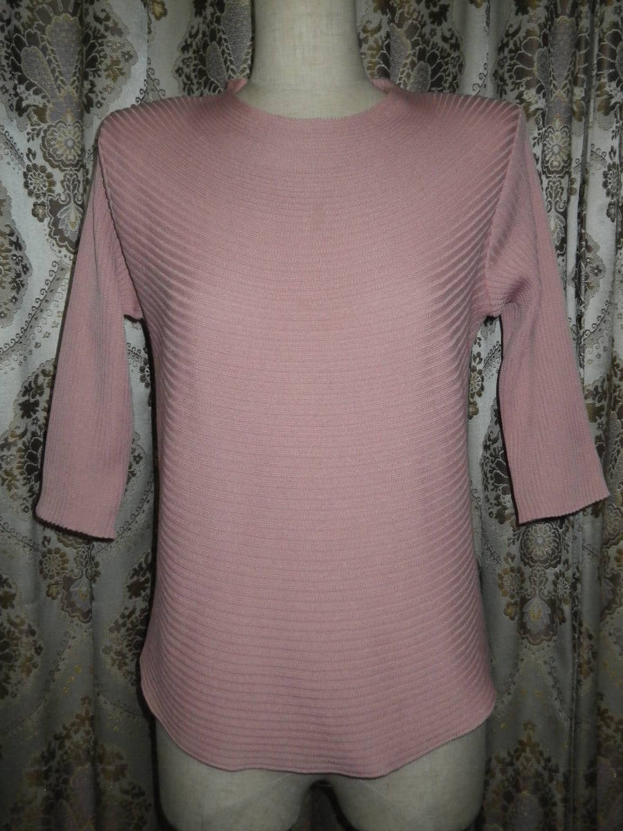 05【未使用品】*ELIZABETH 七分袖ニットカットソー シルエットが綺麗です♪ ピンク 送料無料拍卖