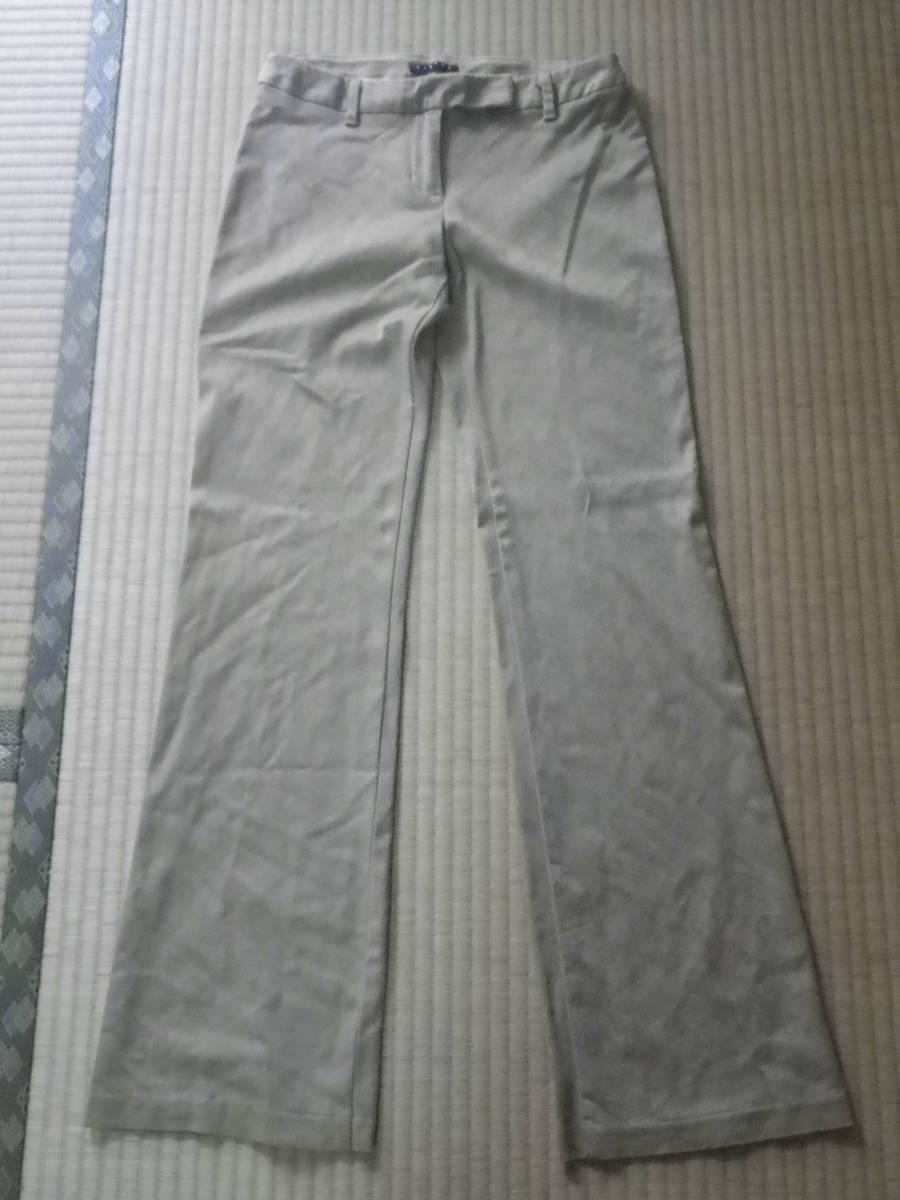 07【中古】*SISLEY シスレー ストレートパンツ 38 ライトブラウン ストレッチ素材 上品生地 イタリア製 送料無料拍卖