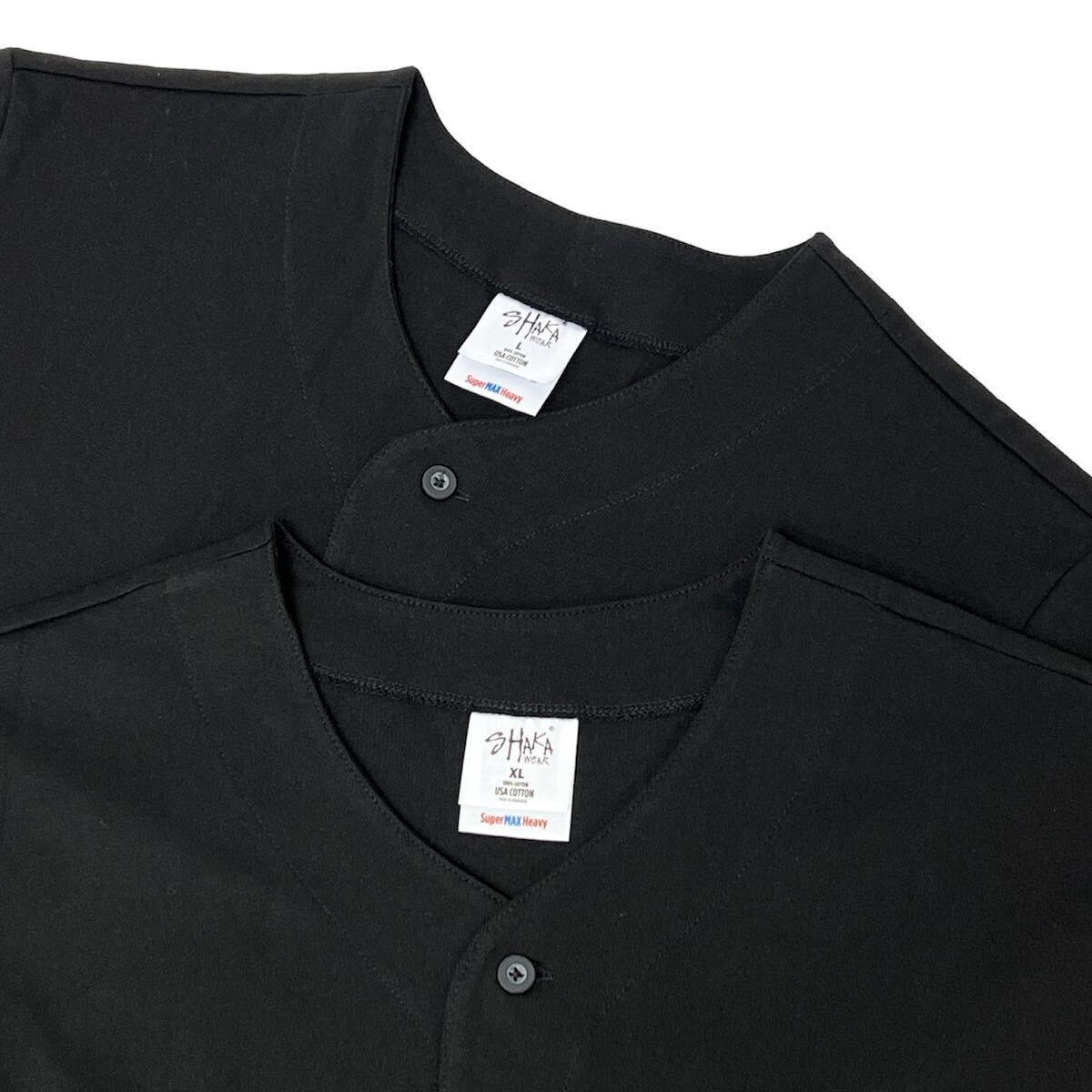 訳あり 2size SHAKA wear シャカウェア Super Max Heavy L XL 前開き 半袖 Tシャツ 黒 スーパーマックス 大きいサイズ 未使用 #noca0406-FS拍卖