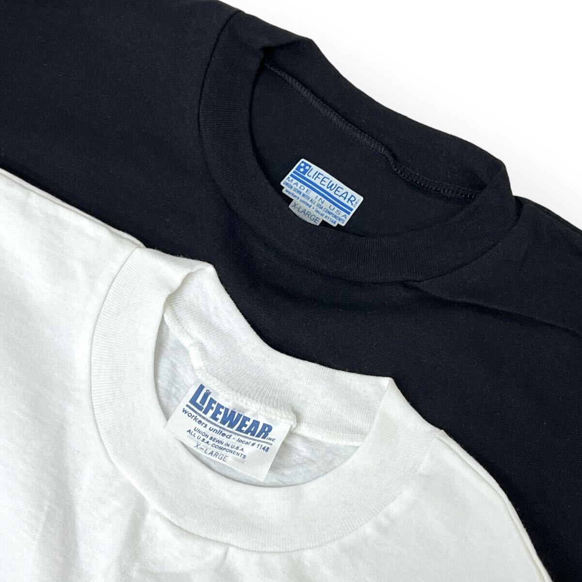 訳あり USA製 2色 LIFE WEAR 半袖 Tシャツ XL 黒 白 MADE IN USA 無地 大きいサイズ シンプル ストリート まとめ売り 未使用 #noca0411-FS拍卖