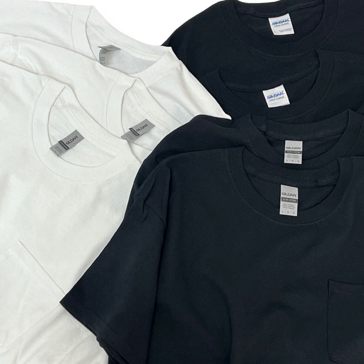 7枚 GILDAN ギルダン 半袖 ポケットTシャツ L ブラック ホワイト ウルトラコットン 無地 ストリート まとめ売り 卸売 未使用 #noca0436-FL拍卖