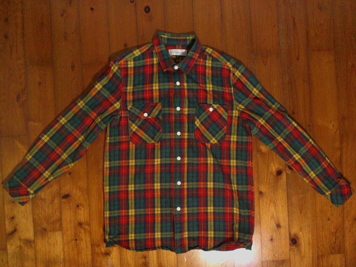 ☆アーバンリサーチ【URBAN RESEARCH】ヘビーネル長袖シャツ フランネル ネルシャツ 40 深緑 赤 黄 拍卖