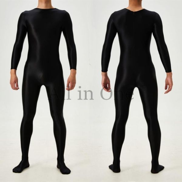 135-185-41 メンズ 全身 光沢シルキー ジャンプスーツ【ブラック,Mサイズ】男性 ツヤツヤ セクシー コスチューム イベント コスプレ.2拍卖