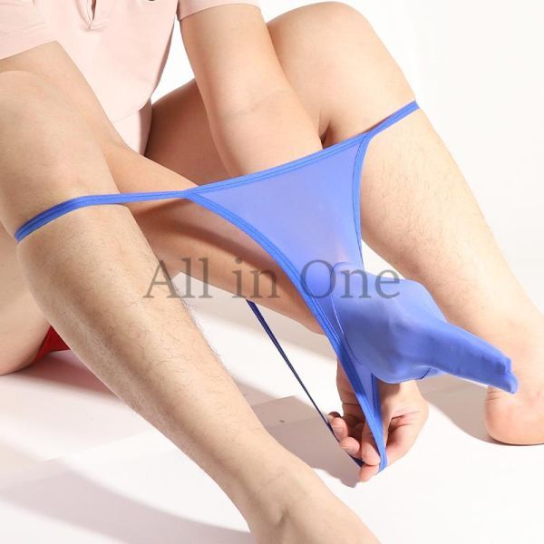 130-137-4 ★穴閉じタイプ★ メンズ オイリー極薄 シルキー Tバック 竿付き 【ブルー,XLサイズ】男性 エロ 過激 セクシー ショーツ.1拍卖