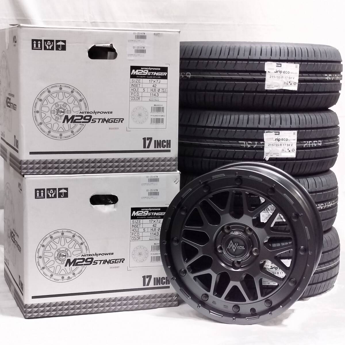 ナイトロパワー M29 スティンガー 17x7.0J+42 5H114.3 GOODYEAR EFFICIENT GRIP ECO EG01 215/55R17 ヤリスクロス ヴェゼル CX-3 01-2516拍卖