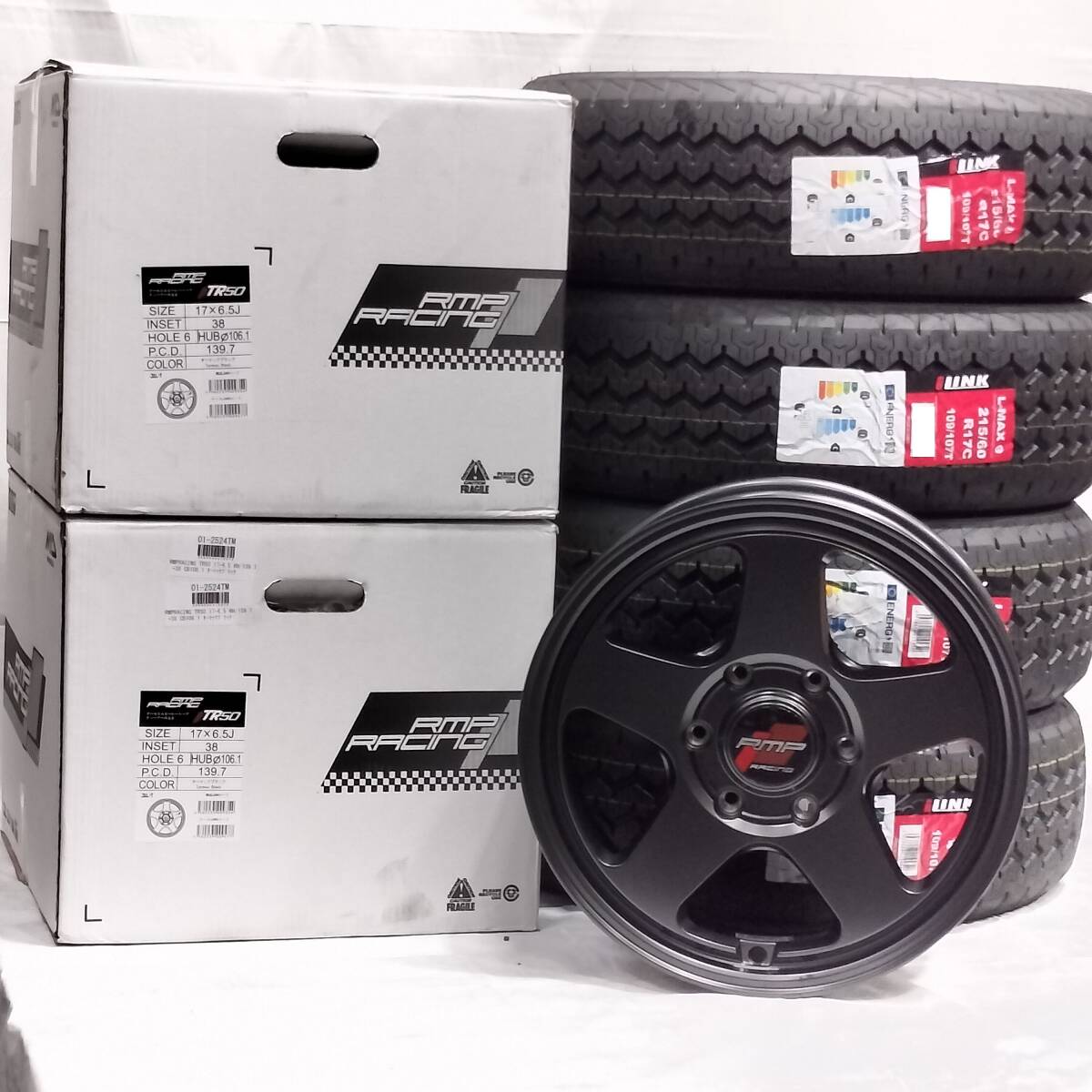 RMP RACING TR50 ターマックブラック 17x6.5J+38 6H139.7 ILINK L-MAX9 215/60R17 ハイエース レジアスエース 200系 01-2524拍卖