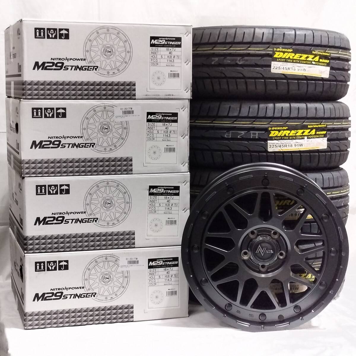 ナイトロパワー M29 スティンガー 18x7.0J+40 5H114.3 DUNLOP DIREZZA DZ102 225/45R18 ヤリスクロス ヴォクシー ステップワゴン 01-2517拍卖