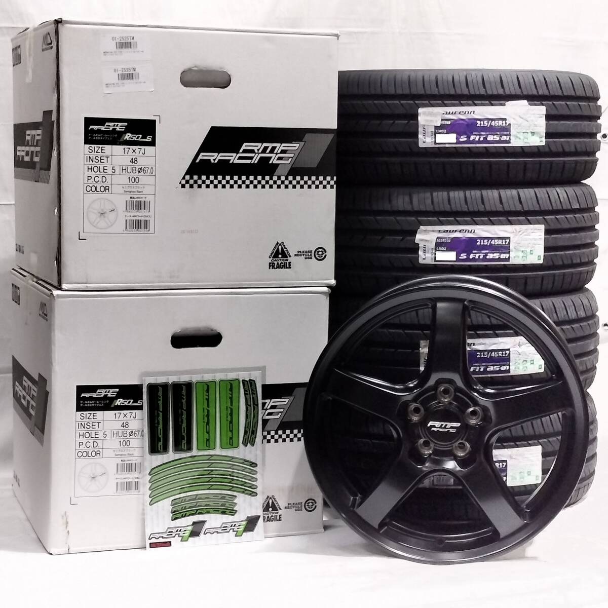 RMP RACING R50 TYPE S セミグロスブラック 17x7.0J+48 5H100 HANKOOK 215/45R17 ハチロク カローラスポーツ プリウス BRZ 01-2525拍卖