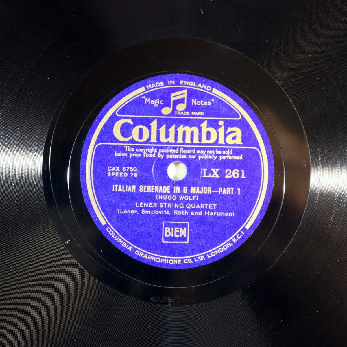 Sa11/SP盤/英Columbia/レナー四重奏団/ヴォルフ:イタリア風セレナーデ/LX261拍卖