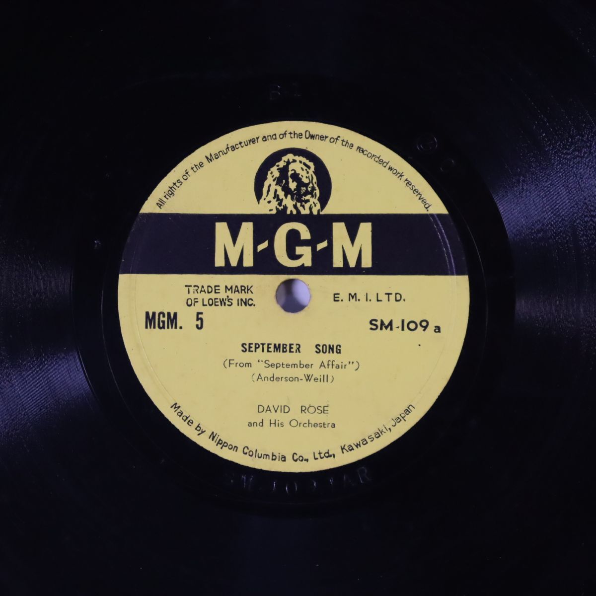 Sa15/SP盤/美品/映画/「旅愁」より/デビッド・ローズ/セプテンバー・ソング/ペニー・セレナーデ/MGM5拍卖