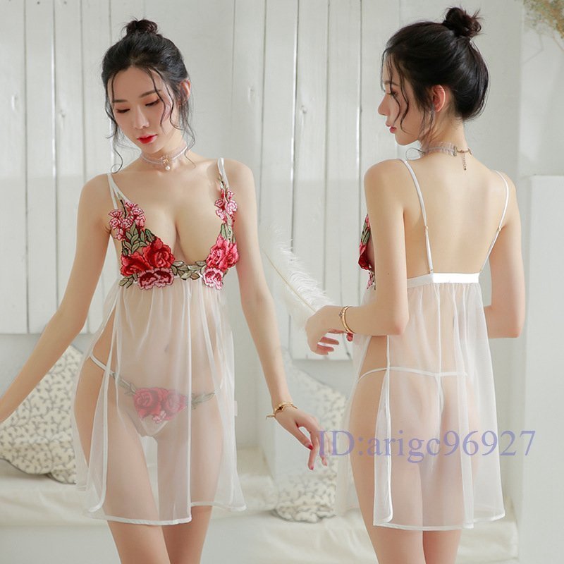 X499☆新品超セクシー 悩殺 シースルー セクシーランジェリーベビードール?ショーツ 2点セットベビードール ナイトウェア拍卖