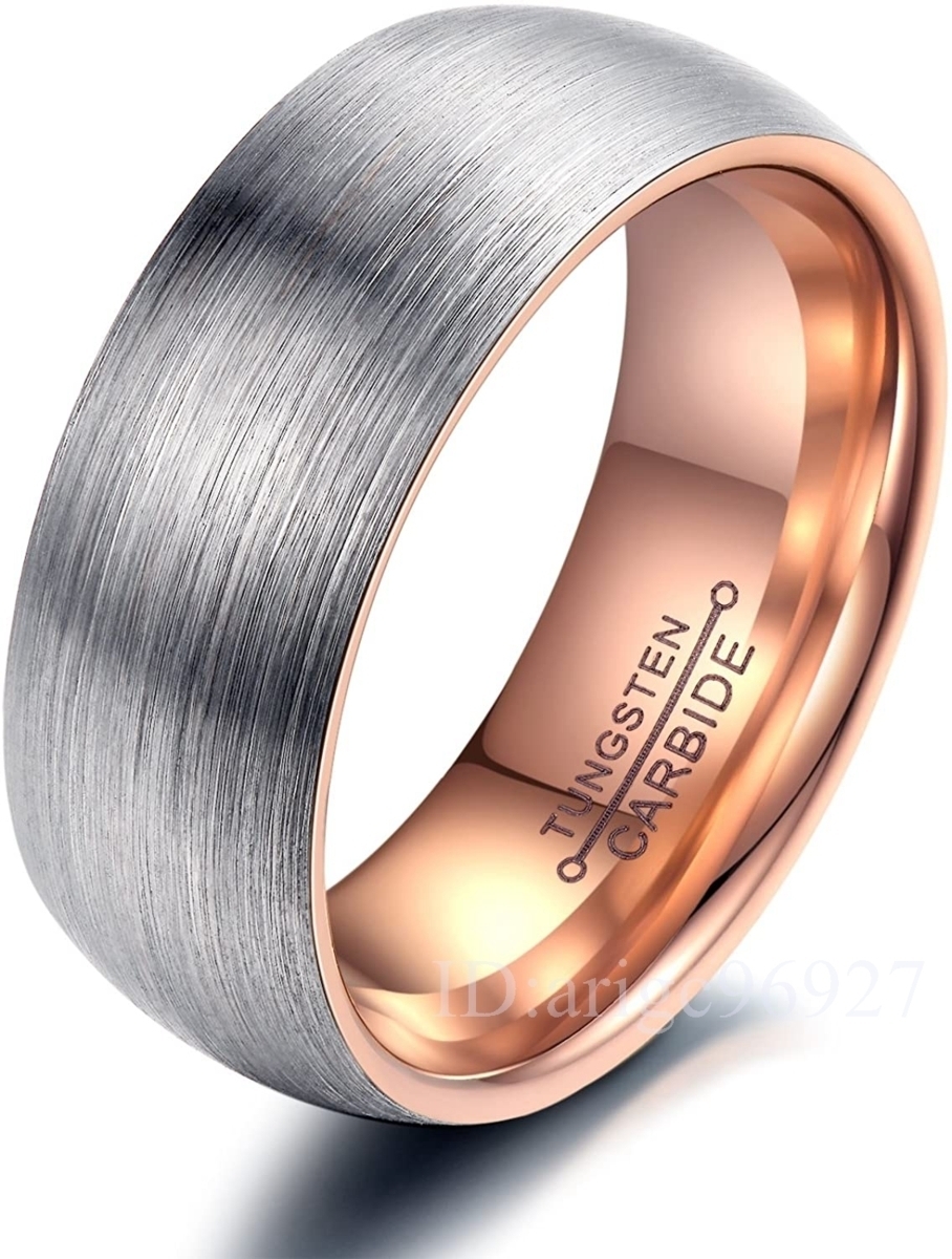 I887★ブランド タングステンリング シルバー ピンクゴールド 艶消し 幅6㎜ メンズ 指輪 銀18金拍卖