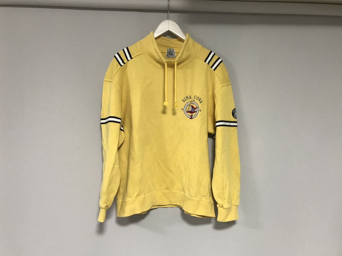 本物シナコバSINACOVAスウェット刺繍ワッペンコットン長袖トレーナーサーフアメカジミリタリースケーターストリートメンズイエローM日本製拍卖