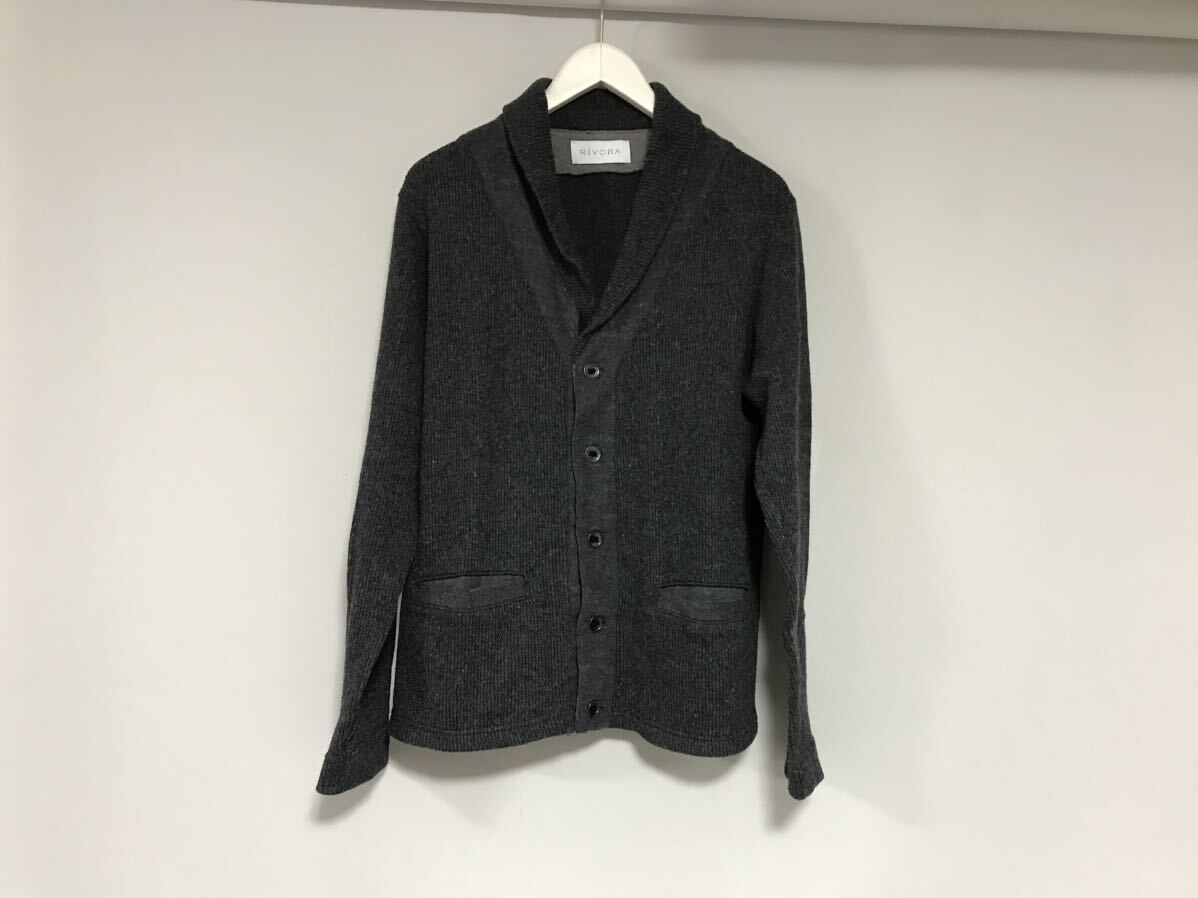 本物リヴォラRIVORAウールショールカラーニット長袖セーターカーディガンメンズサーフミリタリービジネススーツゴルフグレーM日本製拍卖