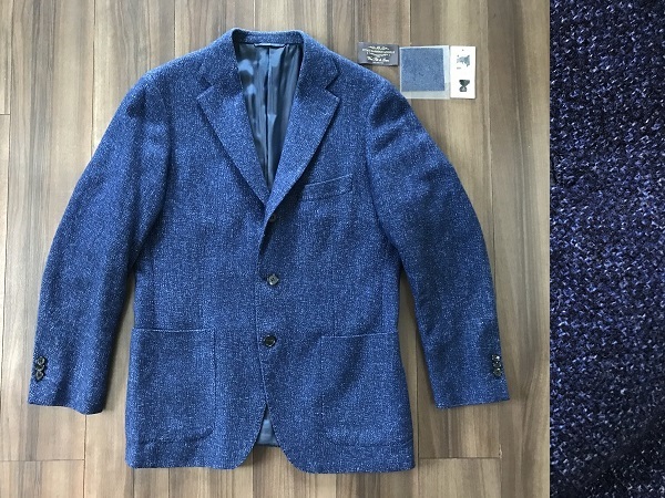美品 UNIVERSAL LANGUAGE ユニバーサルランゲージ シルク混 ウール ジャケット L 紺 ネイビー イタリア生地 カノニコ 総裏 秋冬 3つボタン拍卖