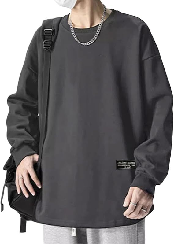 メンズ トレーナー 長袖 シンプル ゆったり 無地 XL拍卖