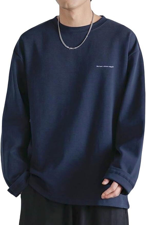 tシャツ メンズ 長袖 シンプル 綿 無地 ゆったり 3XL拍卖