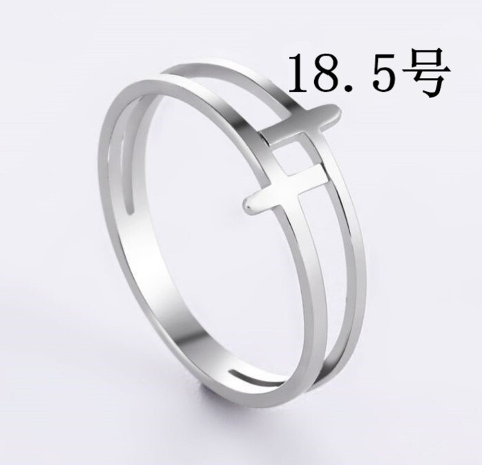 ダブル クロスリング シルバー 18.5号 ステンレス おしゃれ 指輪 十字架 クロス リング 18号拍卖