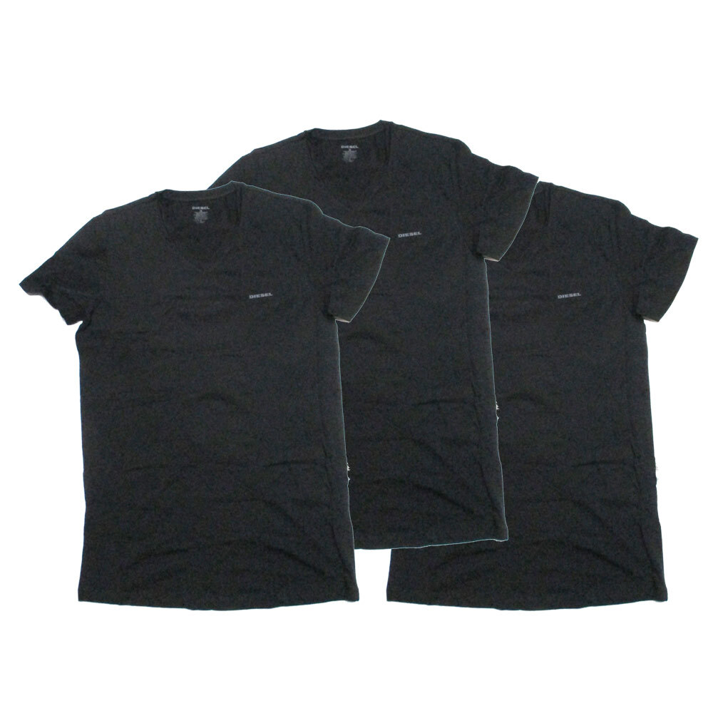 Tシャツ 3枚セット メンズ Vネック ブラック Mサイズ DIESEL ディーゼル SPDM/AALW 3PK/8318/送料無料拍卖