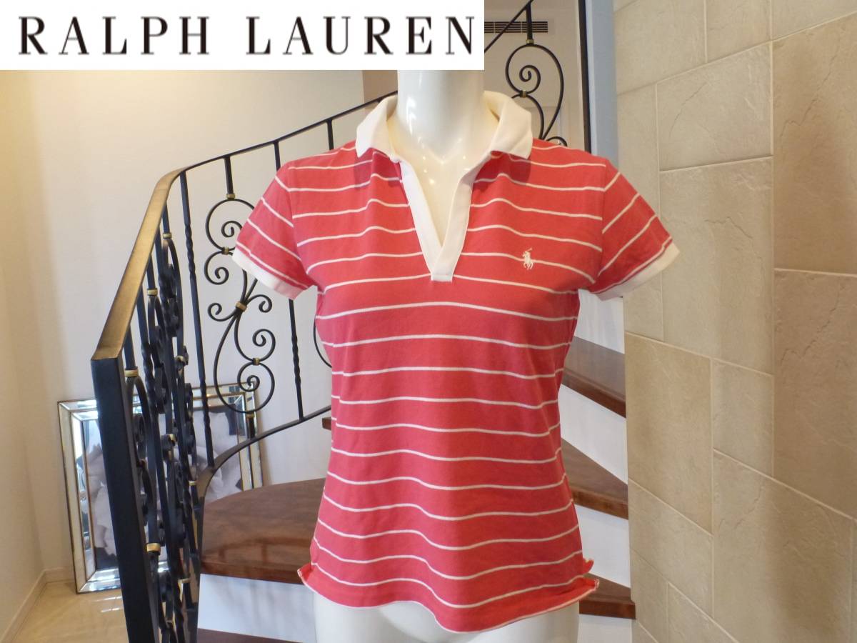 美品 RALPH LAUREN ラルフローレンSPORT ★ ピンク×白 ポロシャツ S拍卖