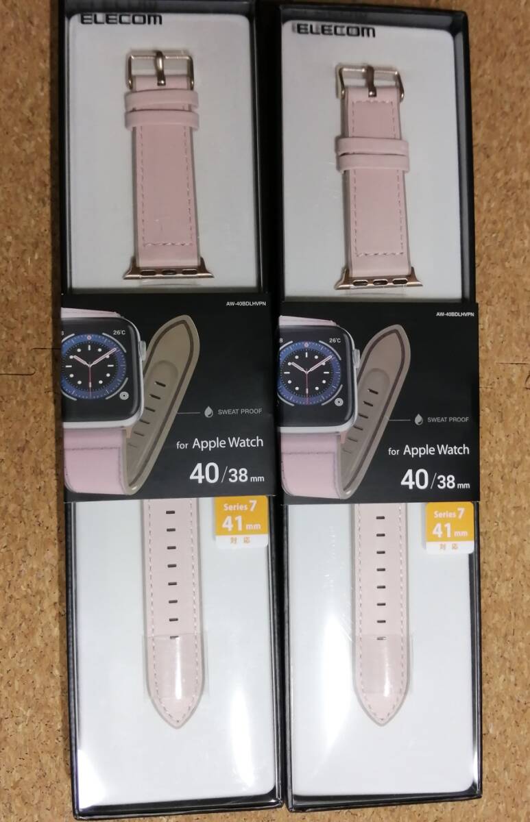 【2個】エレコム Apple Watch ハイブリッドレザーバンド 40 / 38 mm アップルウォッチ バンド ピンク AW-40BDLHVPN 4549550207270 拍卖