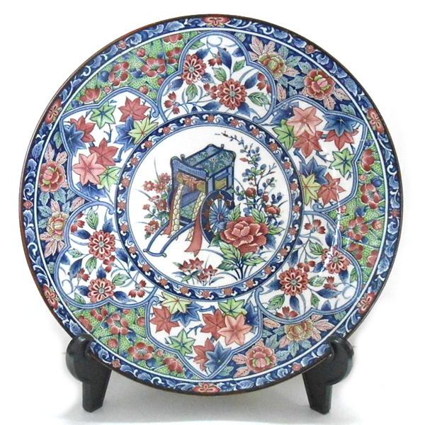 萬古焼★貞峰作 大皿 飾皿 花・紅葉・車文様拍卖