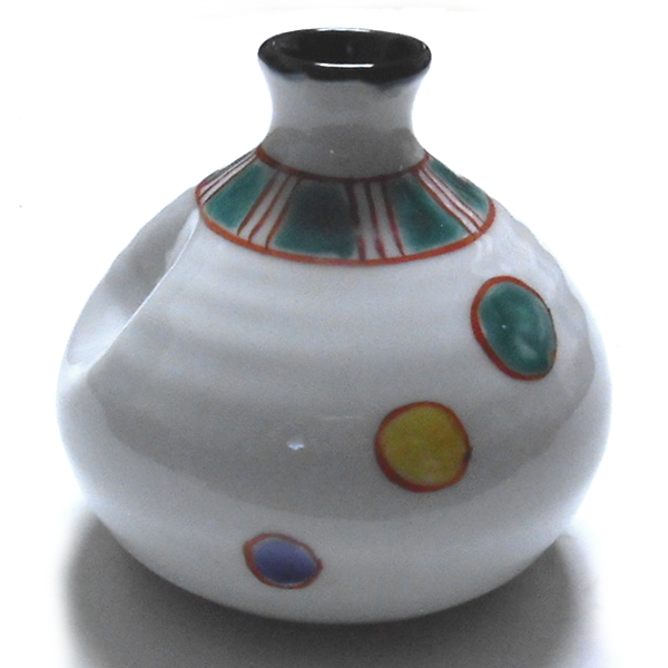 九谷焼★青九谷窯 真田幸道作 一輪挿し 花瓶☆手書き拍卖