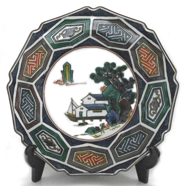 九谷焼★南春 飾皿 家・山水文様拍卖