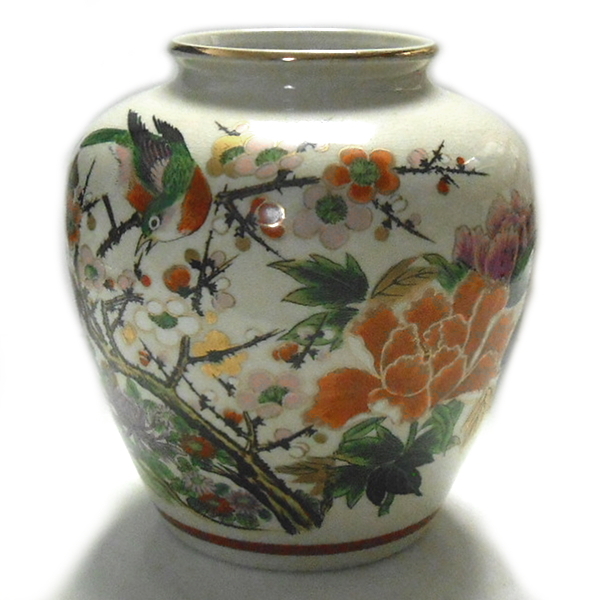 九谷焼★正峰 花瓶 花鳥文様拍卖
