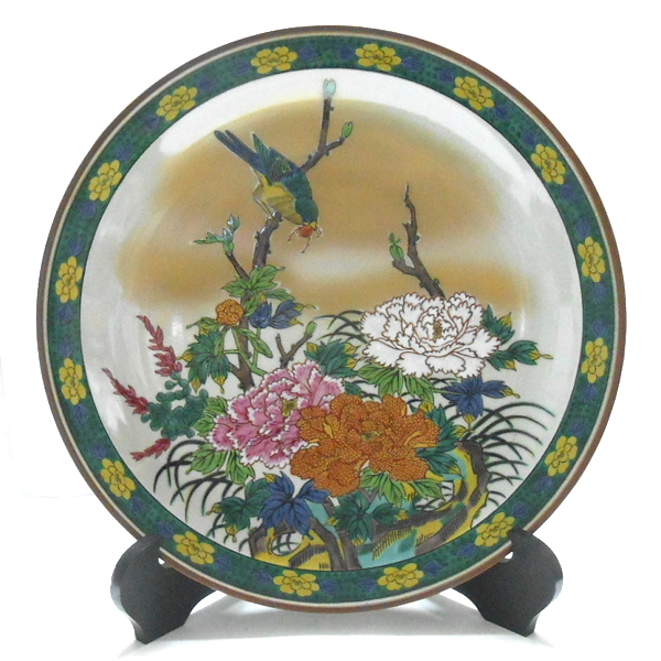 九谷焼★祥隆 飾皿 花鳥文様拍卖