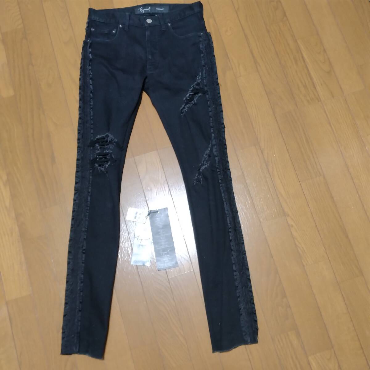 ファガッセン デニム クラッシュ SIZE:001  スキニー デニムパンツ ブラック ¥42000+税拍卖