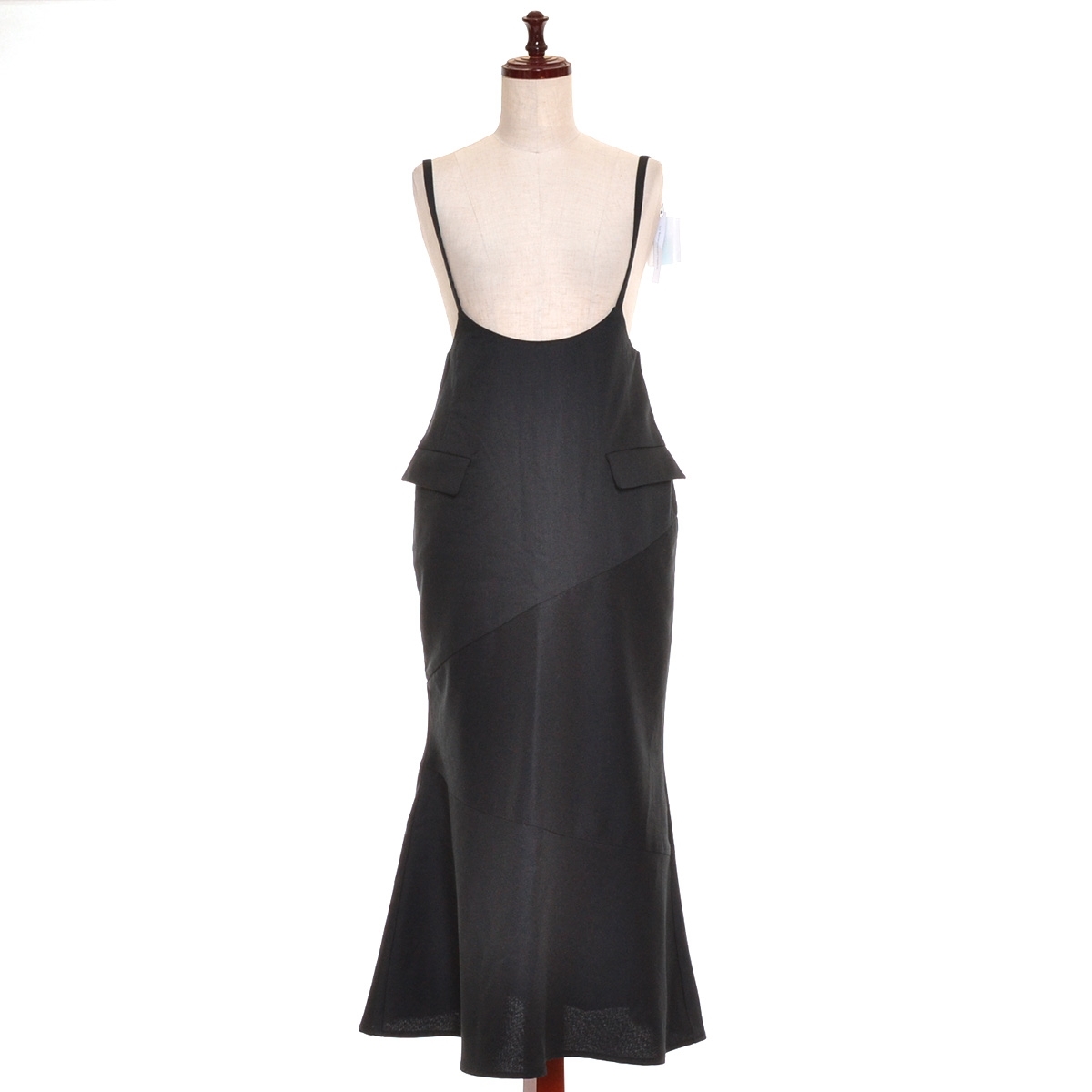 ■492176 未使用品 SLY ワンピース ●TINY STRAP JUMPER SK タイニーストラップジャンパースカート サイズ1 2022SS レディース ブラック拍卖