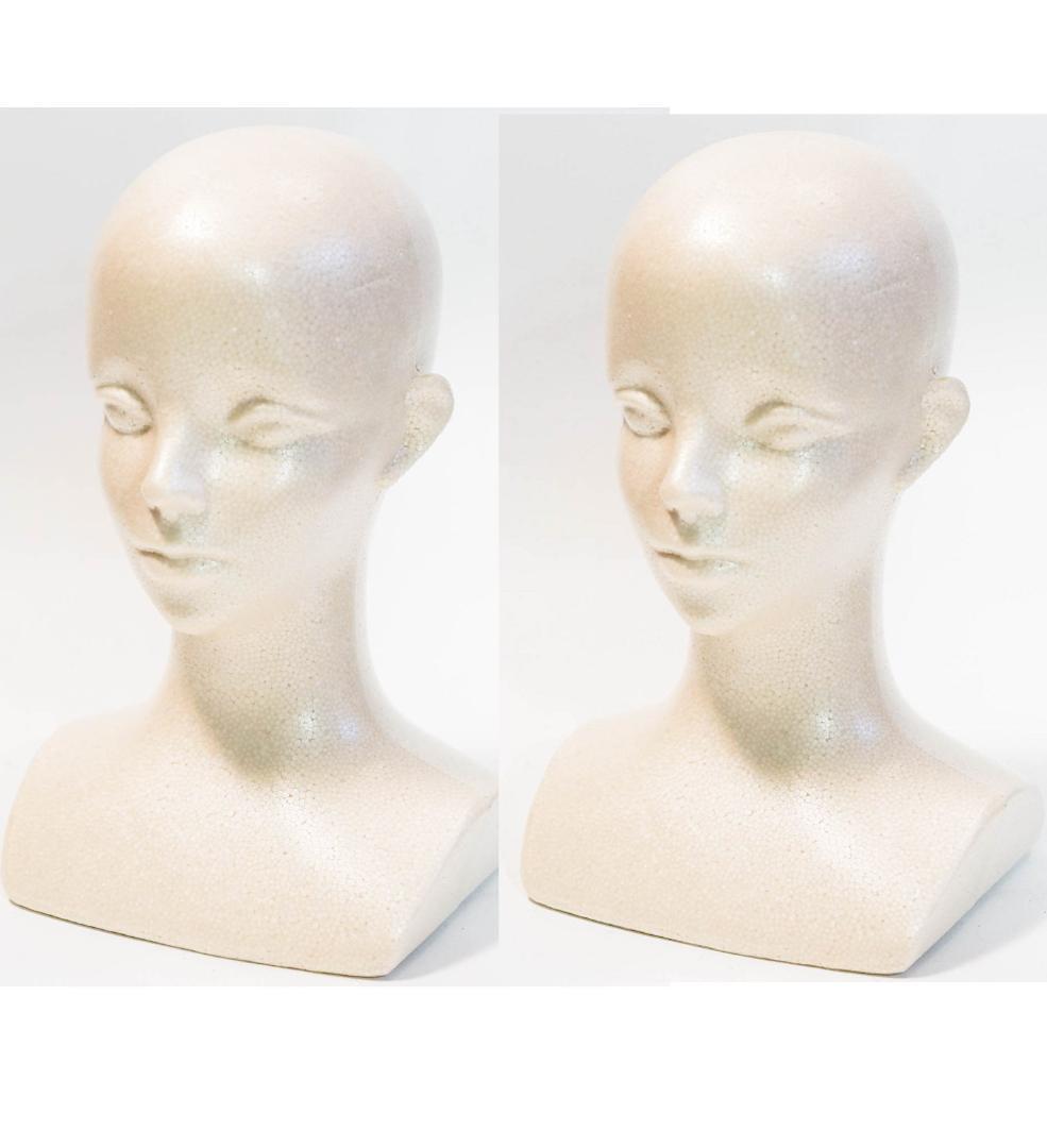 発泡スチロール マネキン 肌色 ベージュ マネキンヘッド 軽い 2体【現品撮影】拍卖