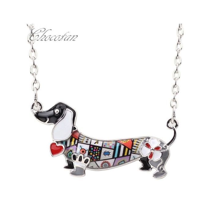 【送料無料】ダックスフンド A 黒 エナメルネックレス ダックス【新品】拍卖