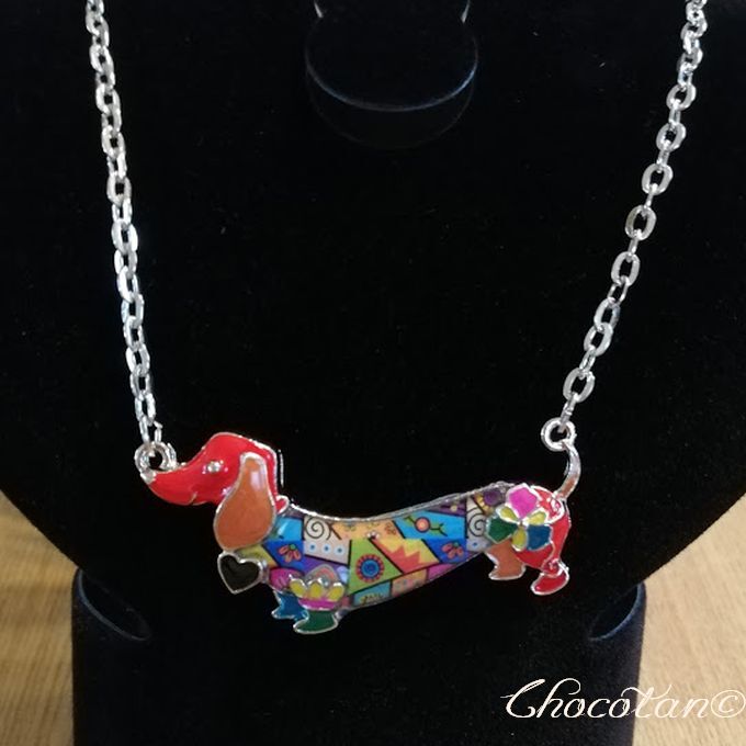 【送料無料】ダックスフンド A マルチカラー エナメルネックレス ダックス【新品】拍卖