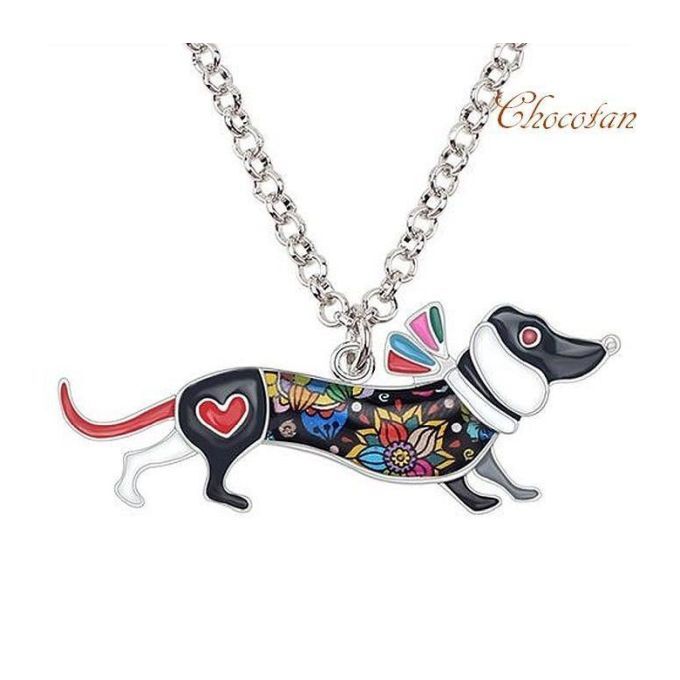 【送料無料】ダックスフンド C マフラー エナメルネックレス 黒 ダックス【新品】拍卖