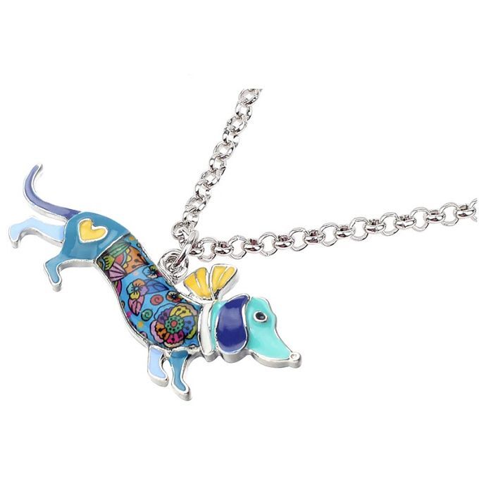 【送料無料】ダックスフンド C マフラー エナメルネックレス 青 ダックス【新品】拍卖